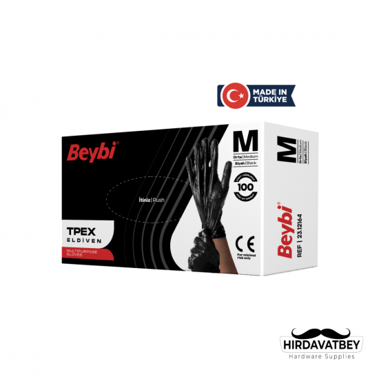 BEYBİ TPEX ELDİVEN SİYAH - 100'LÜK KUTU / 1 KOLİ 40 ADET
