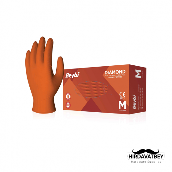 BEYBİ DİAMOND TURUNCU NİTRİL MUAYENE ELDİVENİ - 100'LÜK KUTU / 1 KOLİ 20 ADET