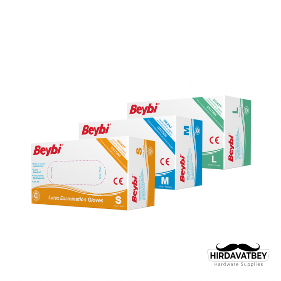 BEYBİ PUDRALI LATEKS MUAYENE ELDİVENİ - 100'LÜK KUTU / 1 KOLİ 20 ADET