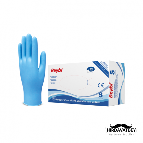 BEYBİ PUDRASIZ MAVİ NİTRİL MUAYENE ELDİVENİ - 100'LÜK KUTU / 1 KOLİ 20 ADET