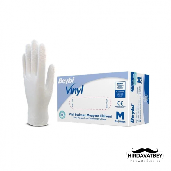 BEYBİ VİNİL PUDRASIZ MUAYENE ELDİVENİ - 100'LÜK KUTU / 1 KOLİ 20 ADET