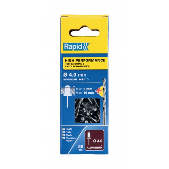 RAPİD PERÇİN Ø4X14MM ALU+MATKAP UCU 50 ADET RAPİD PERÇİN Ø4X14MM ALU+MATKAP UCU 50 ADET