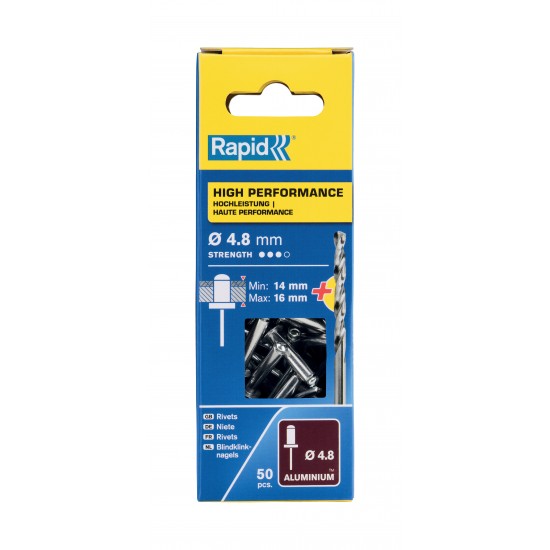 RAPİD PERÇİN Ø4.8X20MM ALU+MATKAP UCU 50 ADET RAPİD PERÇİN Ø4.8X20MM ALU+MATKAP UCU 50 ADET