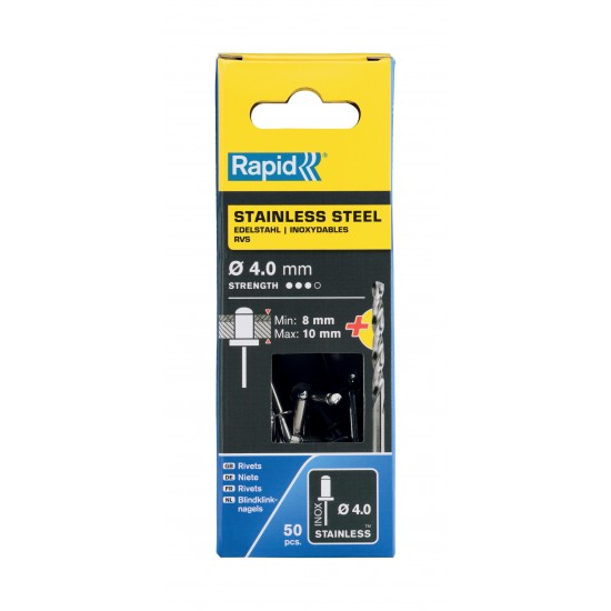 RAPİD PERÇİN Ø4X14MM PASLANMAZ + MATKAP UCU 50 ADET RAPİD PERÇİN Ø4X14MM PASLANMAZ + MATKAP UCU 50 ADET
