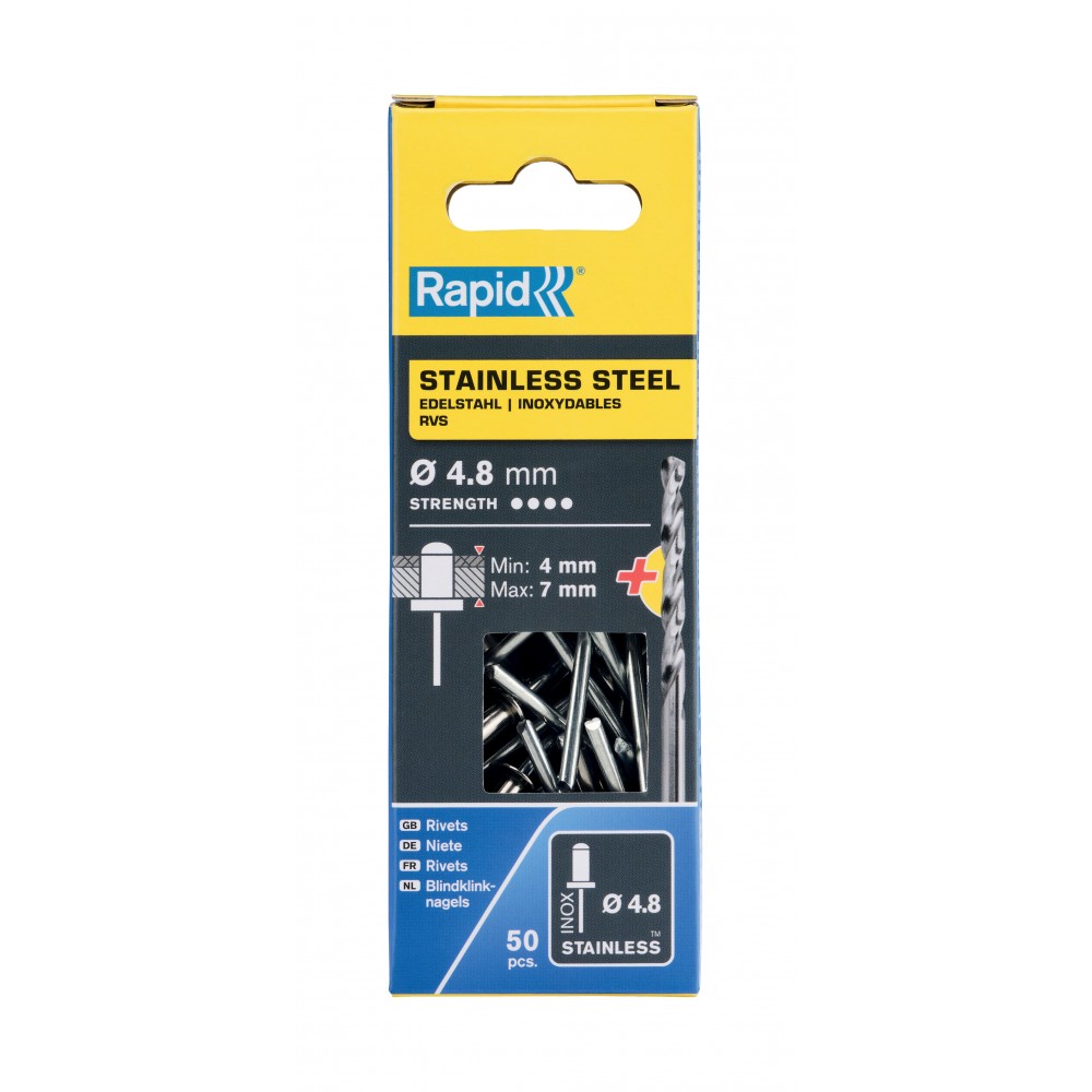 RAPİD PERÇİN Ø4.8X10MM PASLANMAZ + MATKAP UCU 50 ADET