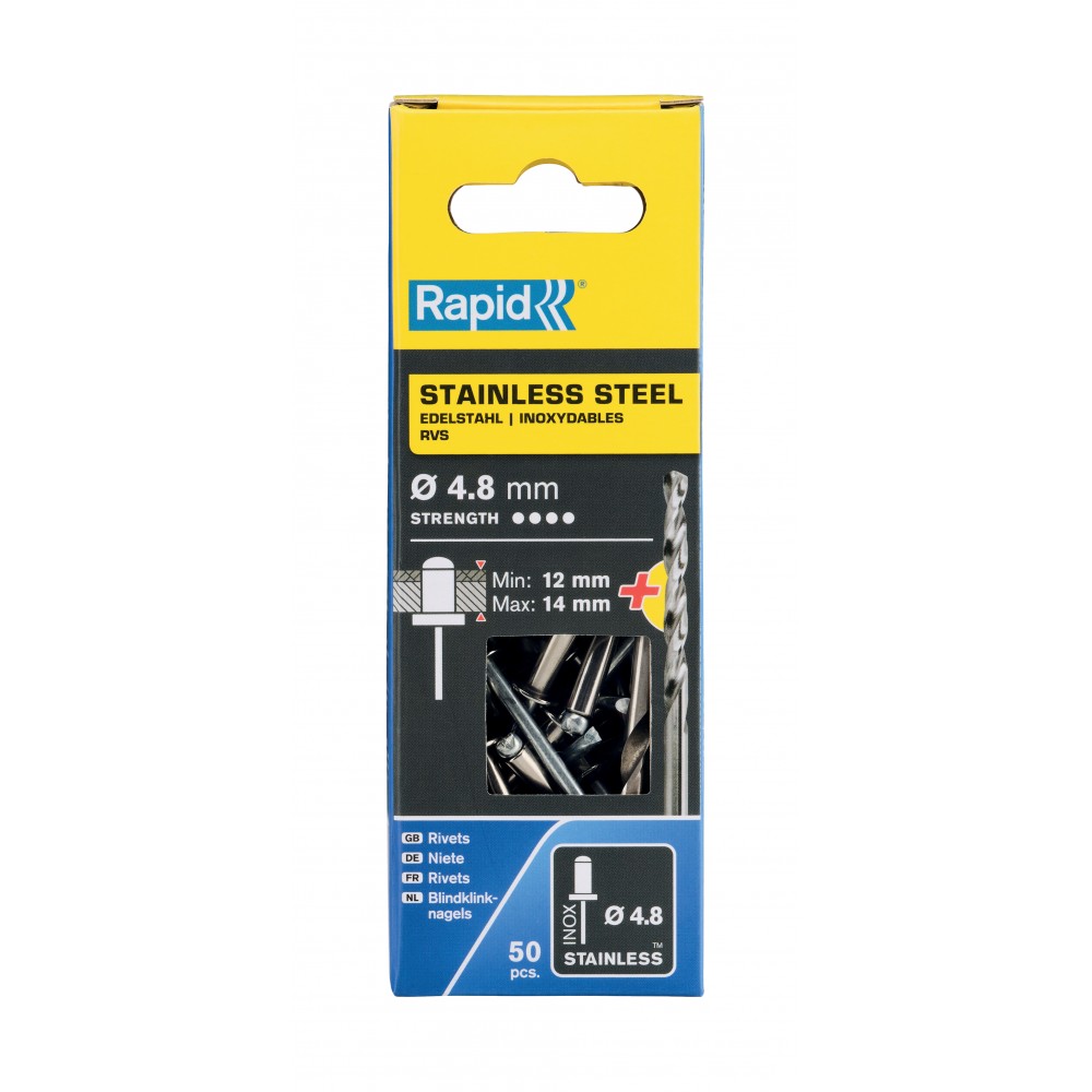 RAPİD PERÇİN Ø4.8X18MM PASLANMAZ + MATKAP UCU 50 ADET