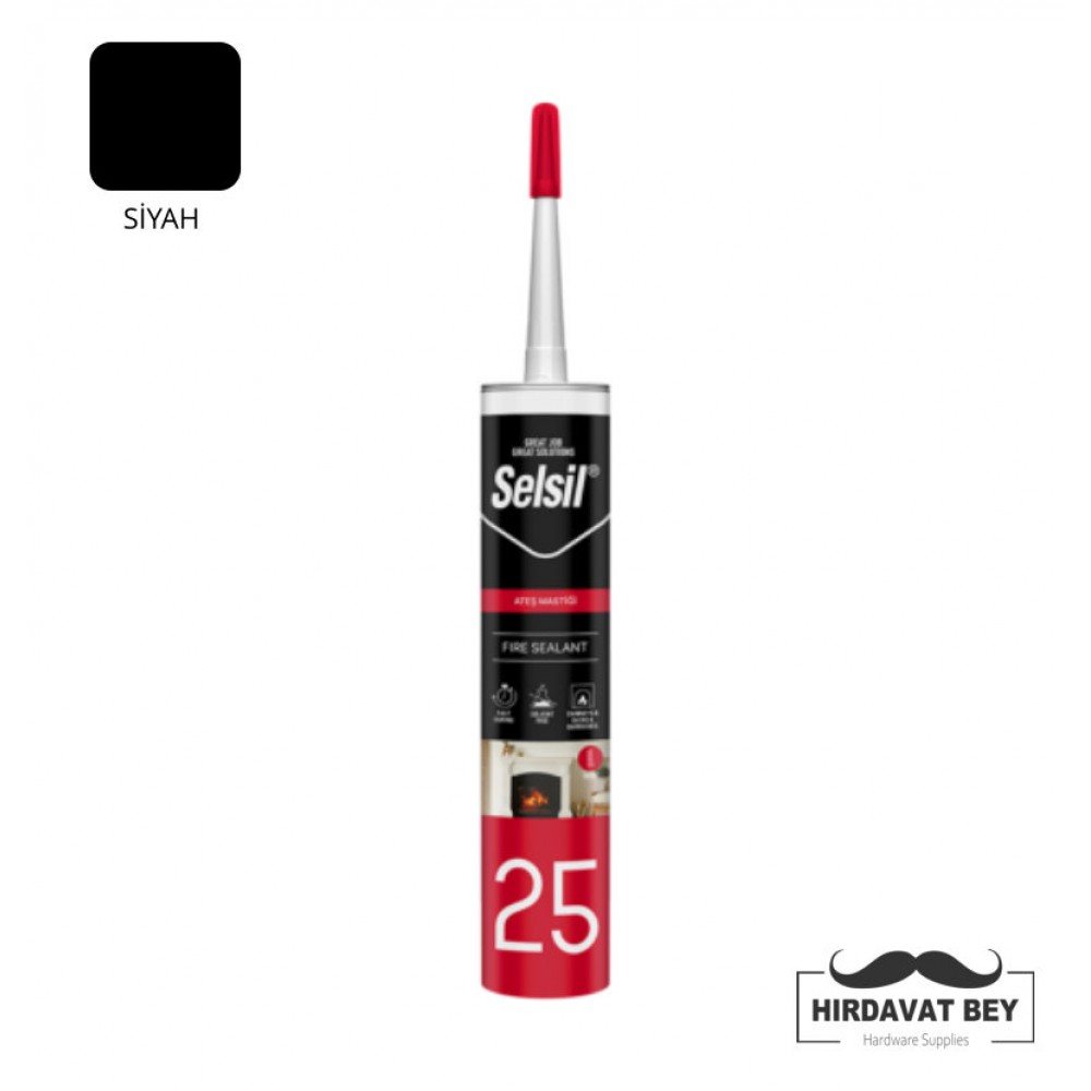 SELSİL ATEŞ MASTİK - 300 ML (SİYAH) - 25 / 1 KOLİ 25 ADET