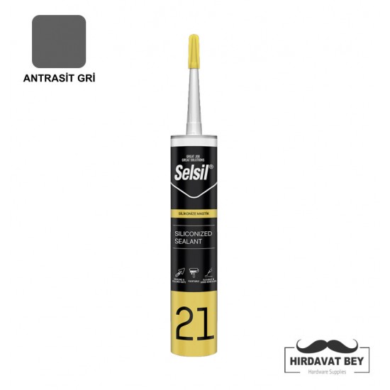 SELSİL SİLİKONİZE MASTİK - 500 GR (ANTRASİT GRİ) - 21 / 1 KOLİ 25 ADET