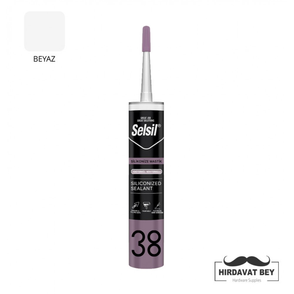 SELSİL SİLİKONİZE MASTİK - 500 GR (BEYAZ) - 38 / 1 KOLİ 25 ADET