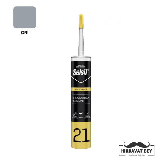 SELSİL SİLİKONİZE MASTİK - 500 GR (GRİ) - 21 / 1 KOLİ 25 ADET