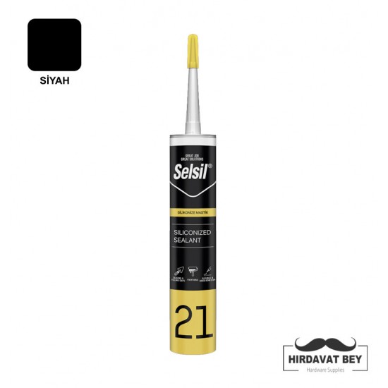 SELSİL SİLİKONİZE MASTİK - 500 GR (SİYAH) - 21 / 1 KOLİ 25 ADET