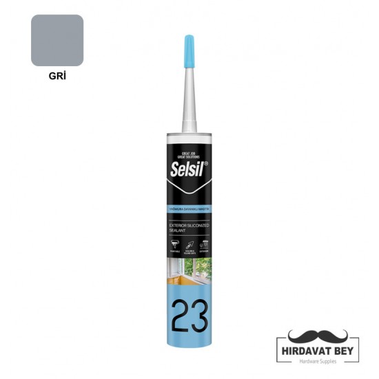 SELSİL YAĞMURA DAYANIKLI MASTİK - 486 GR (GRİ) - 23 / 1 KOLİ 25 ADET
