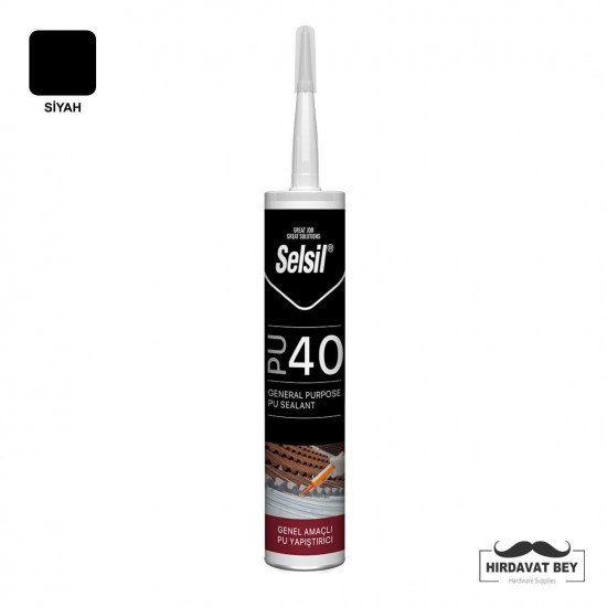 SELSİL PU MASTİK 40 SHORE - 280 ML (SİYAH) - 40 / 1 KOLİ 25 ADET