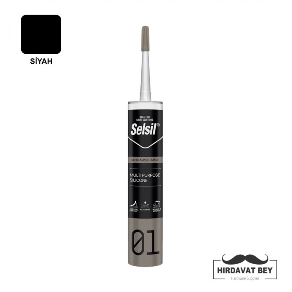 SELSİL GENEL AMAÇLI SİLİKON - 280 GR (SİYAH)  - 01 / 1 KOLİ 25 ADET
