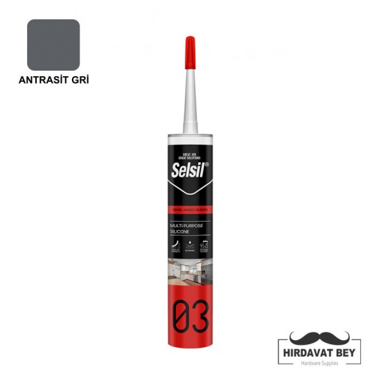 SELSİL GENEL AMAÇLI SİLİKON A - 280 ML (ANTRASİT GRİ) - 03 / 1 KOLİ 25 ADET