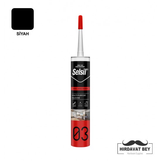 SELSİL GENEL AMAÇLI SİLİKON A - 280 ML (SİYAH) - 03 / 1 KOLİ 25 ADET