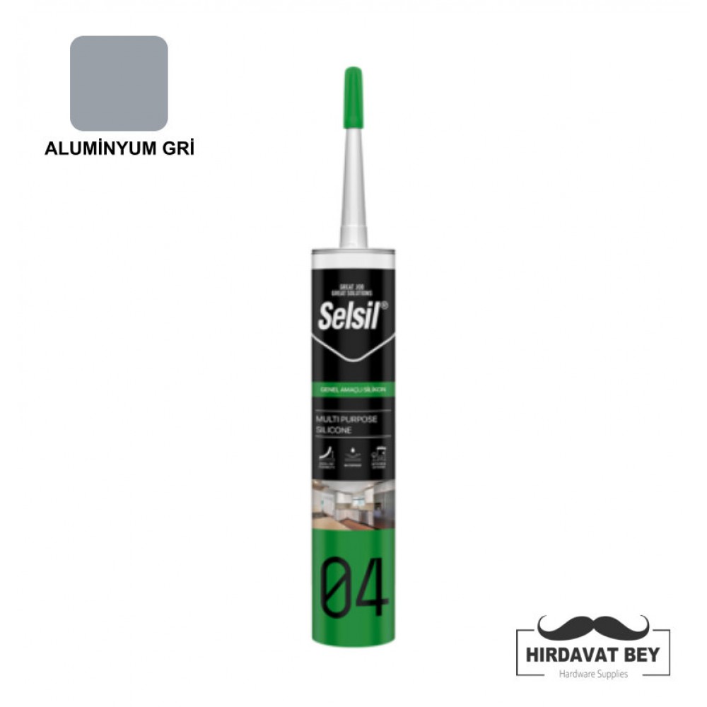SELSİL GENEL AMAÇLI SİLİKON - 310 ML (ALUMİNYUM GRİ) - 04 / 1 KOLİ 25 ADET