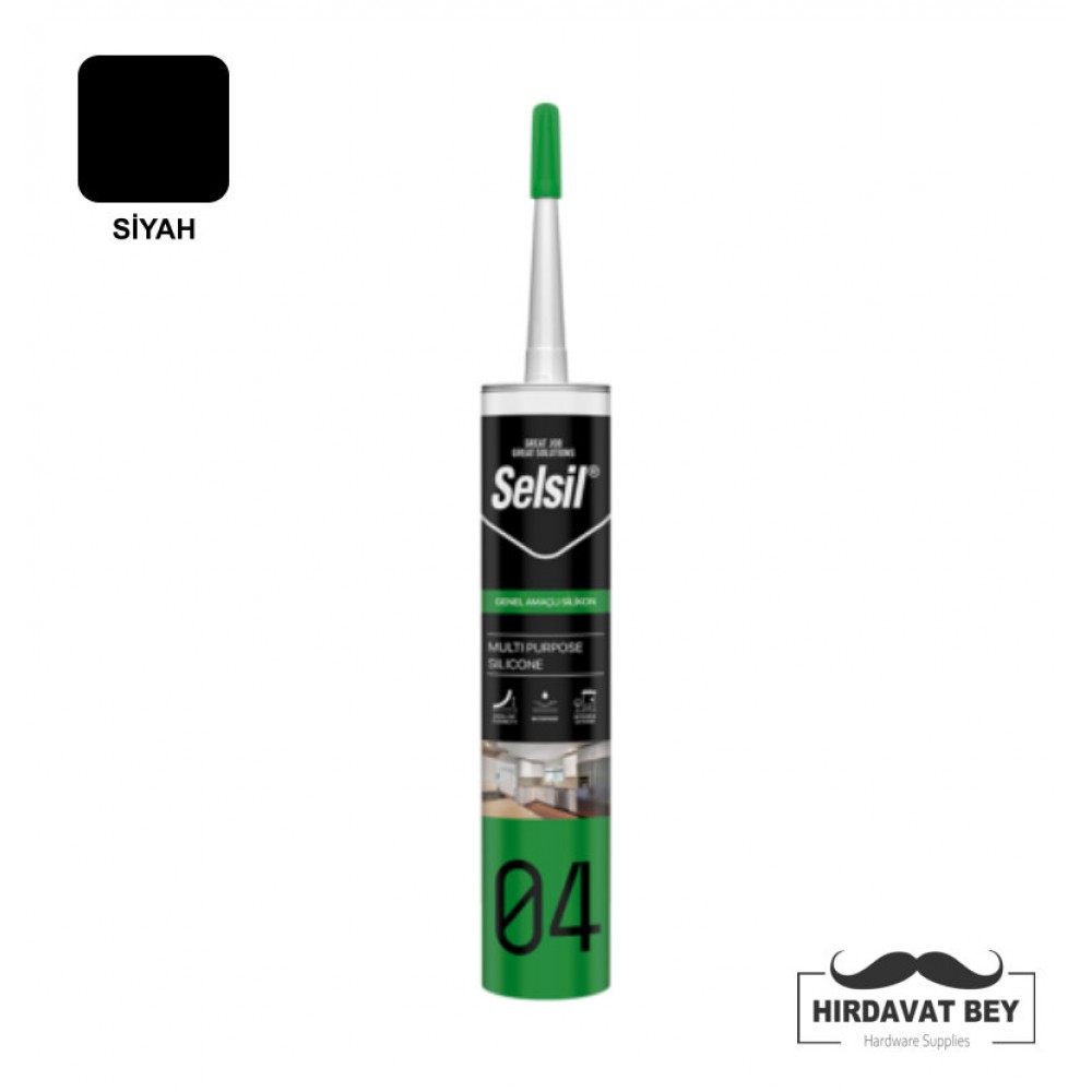 SELSİL GENEL AMAÇLI SİLİKON - 310 ML (SİYAH) - 04 / 1 KOLİ 25 ADET