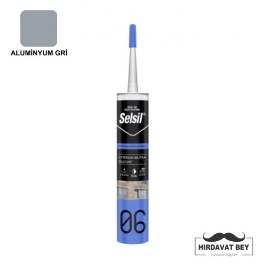 SELSİL DIŞ CEPHE SİLİKONU - 300ML (ALUMİNYUM GRİ) - 06 / 1 KOLİ 25 ADET