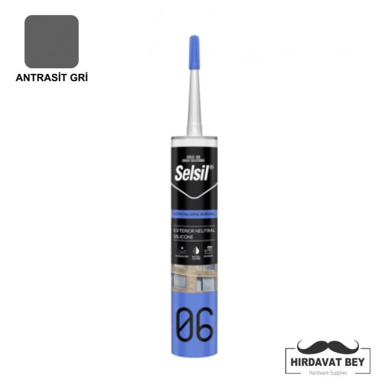 SELSİL DIŞ CEPHE SİLİKONU - 300 ML (ANTRASİT GRİ) - 06 / 1 KOLİ 25 ADET