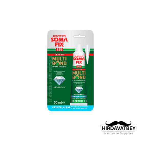 SOMAFİX S65 MULTİBOND KRİSTAL ŞEFFAF HİBRİT YAPIŞTIRICI TÜP 50 ML / 1 KOLİ 12 ADET