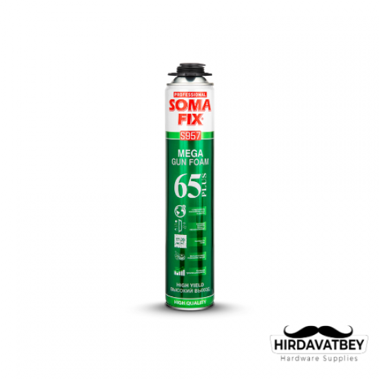 SOMAFİX S957 SOMAFİX MEGA PLUS TABANCALI POLİÜRETAN KÖPÜK / 1 KOLİ 12 ADET